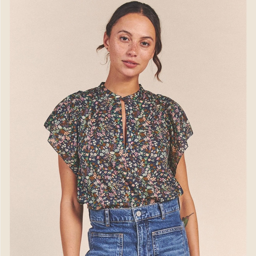 Trovata Brett Boho Blouse in Botanical Scatter